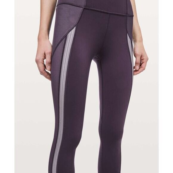 LULULEMON Power Lines Crop 21" Sz 6 Cyber Dark Chrome - Picture 4 of 8